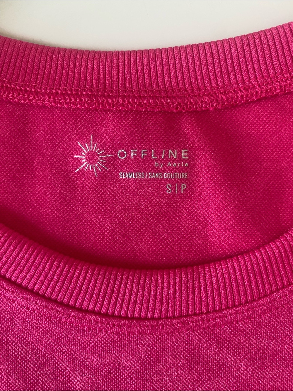 aerie Bright Pink Short Sleeve Crop Top - Picture 7 of 7